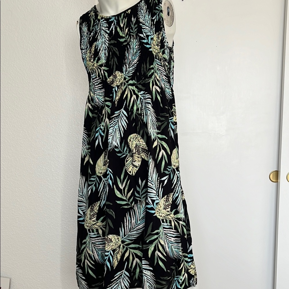 Croft & Barrow Black Tropical Print  Women’s Dress sleeveless EUC! Size Large